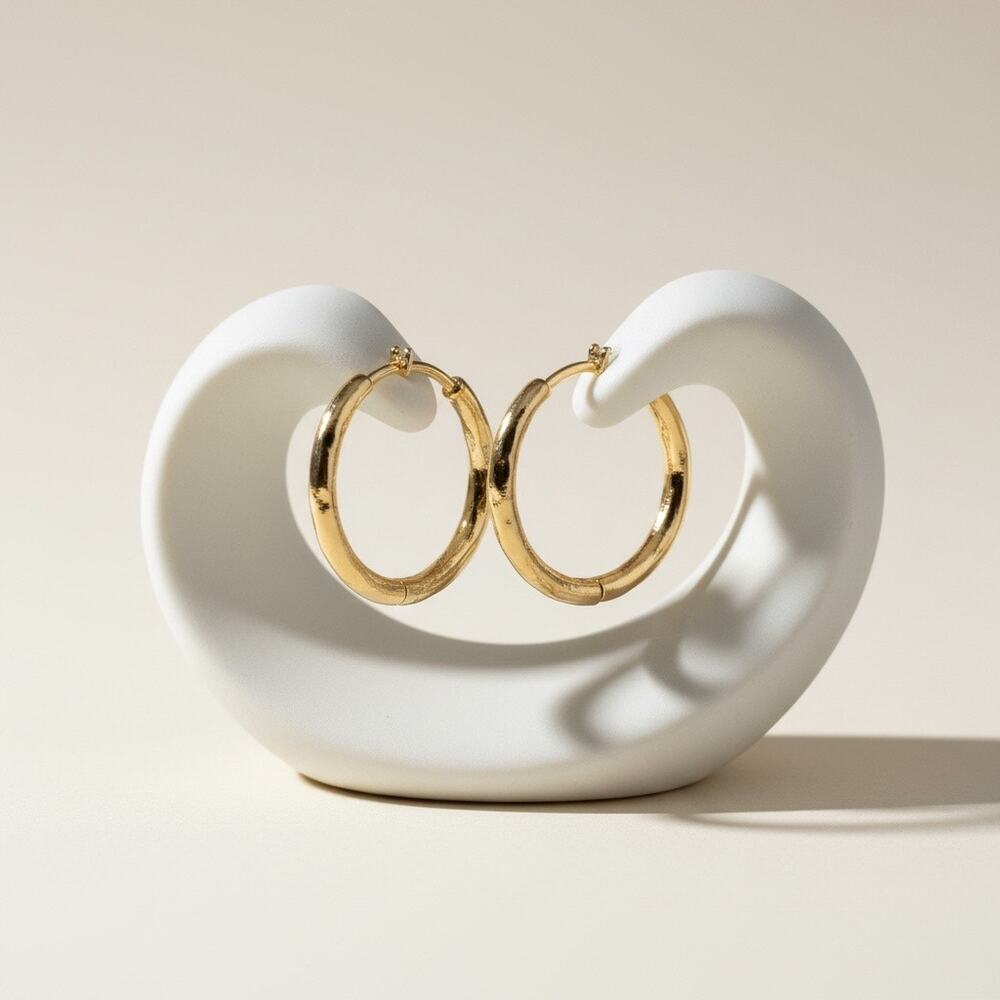Lonna & Lilly Gold Tone Textured Hoop Earrings Classic Round Small Hoops